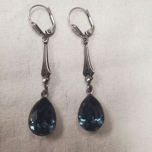 Krikor Earrings With Blue and Clear Crystals